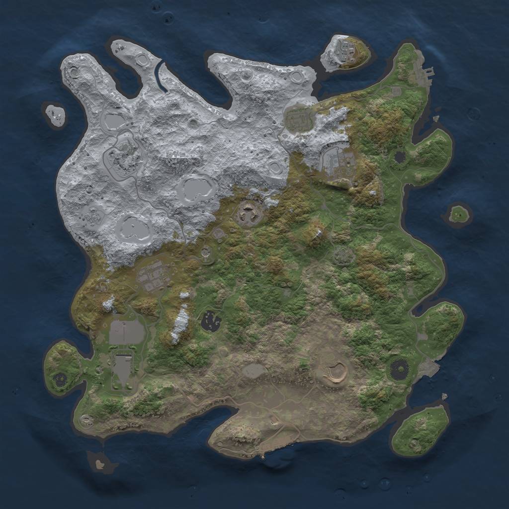 Rust Map: Procedural Map, Size: 3800, Seed: 13661613, 17 Monuments