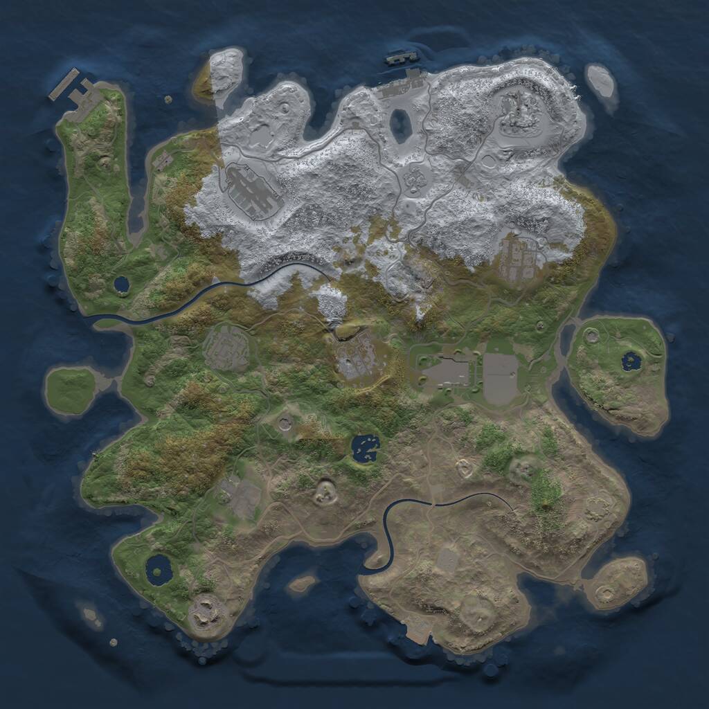 Rust Map: Procedural Map, Size: 3650, Seed: 87041884, 15 Monuments