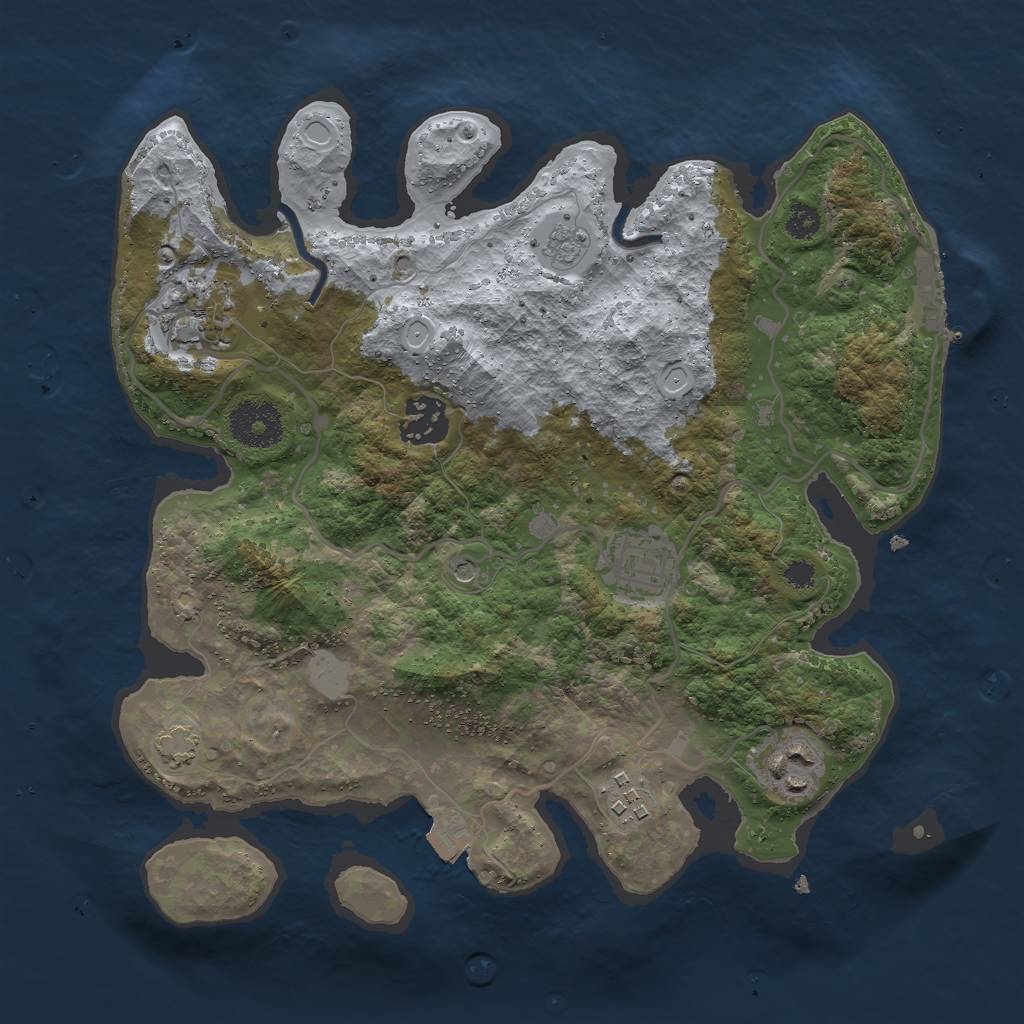 Rust Map: Procedural Map, Size: 3000, Seed: 16169, 12 Monuments