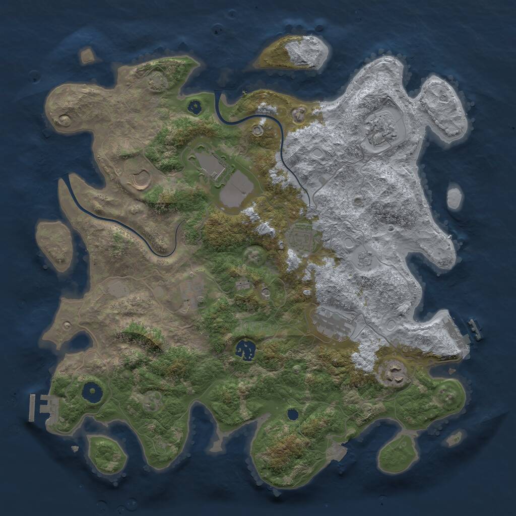 Rust Map: Procedural Map, Size: 3800, Seed: 82776094, 14 Monuments
