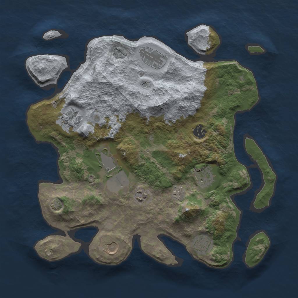 Rust Map: Barren, Size: 3500, Seed: 10448529, 13 Monuments