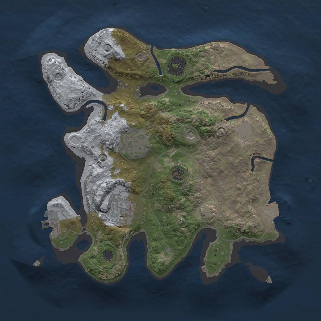 Rust Map: Procedural Map, Size: 2500, Seed: 1204783288, 8 Monuments