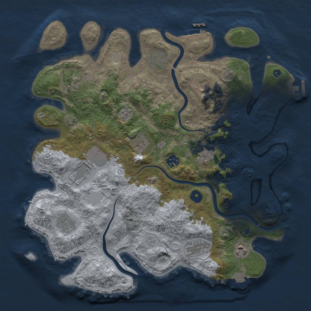Rust Map: Procedural Map, Size: 3850, Seed: 62930010, 17 Monuments