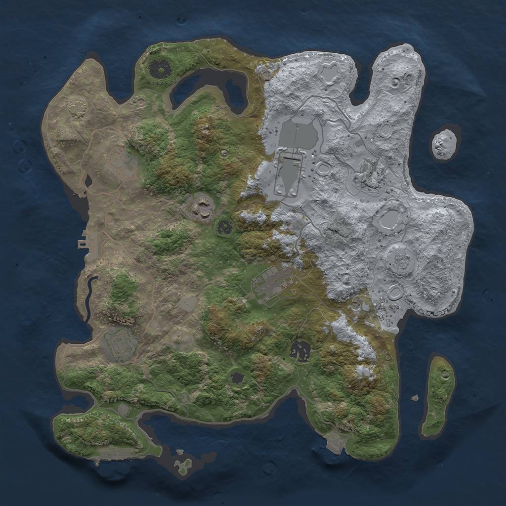 Rust Map: Procedural Map, Size: 3550, Seed: 78443185, 15 Monuments