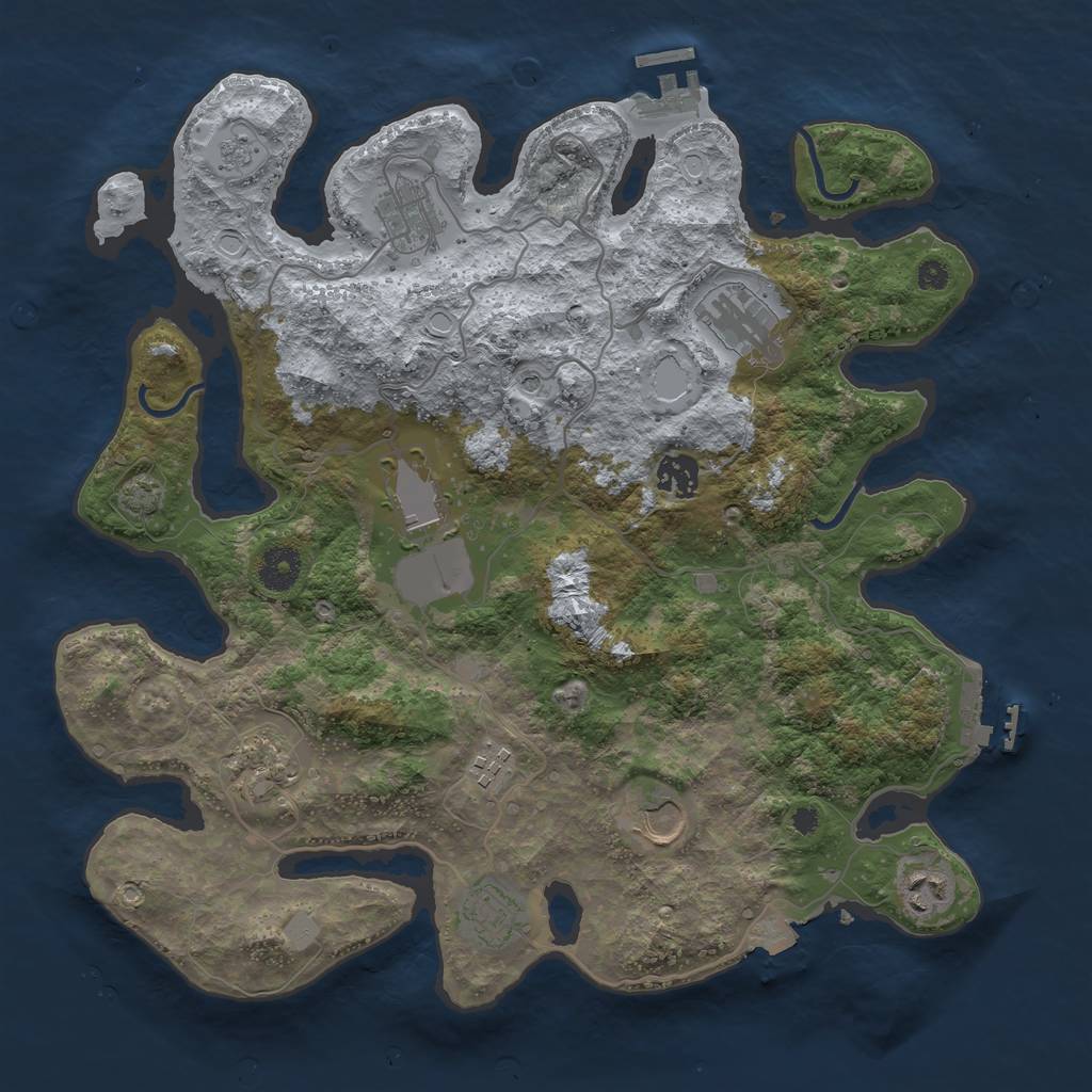 Rust Map: Procedural Map, Size: 3700, Seed: 88634898, 17 Monuments