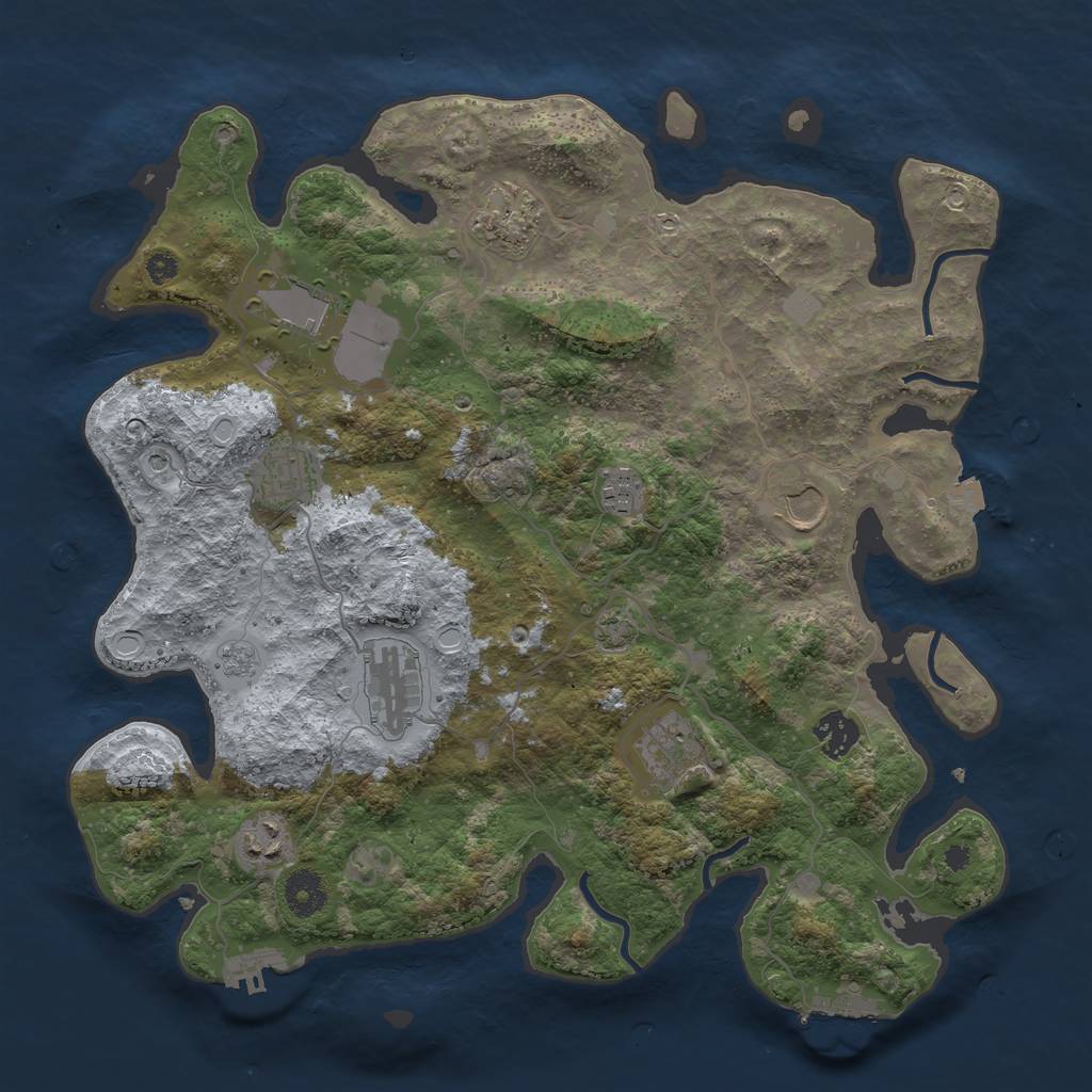 Rust Map: Procedural Map, Size: 3700, Seed: 92370393, 17 Monuments