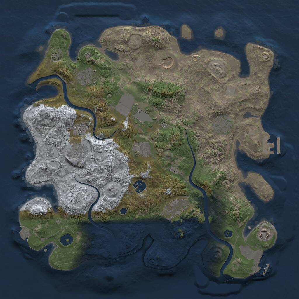Rust Map: Procedural Map, Size: 3700, Seed: 92370393, 16 Monuments