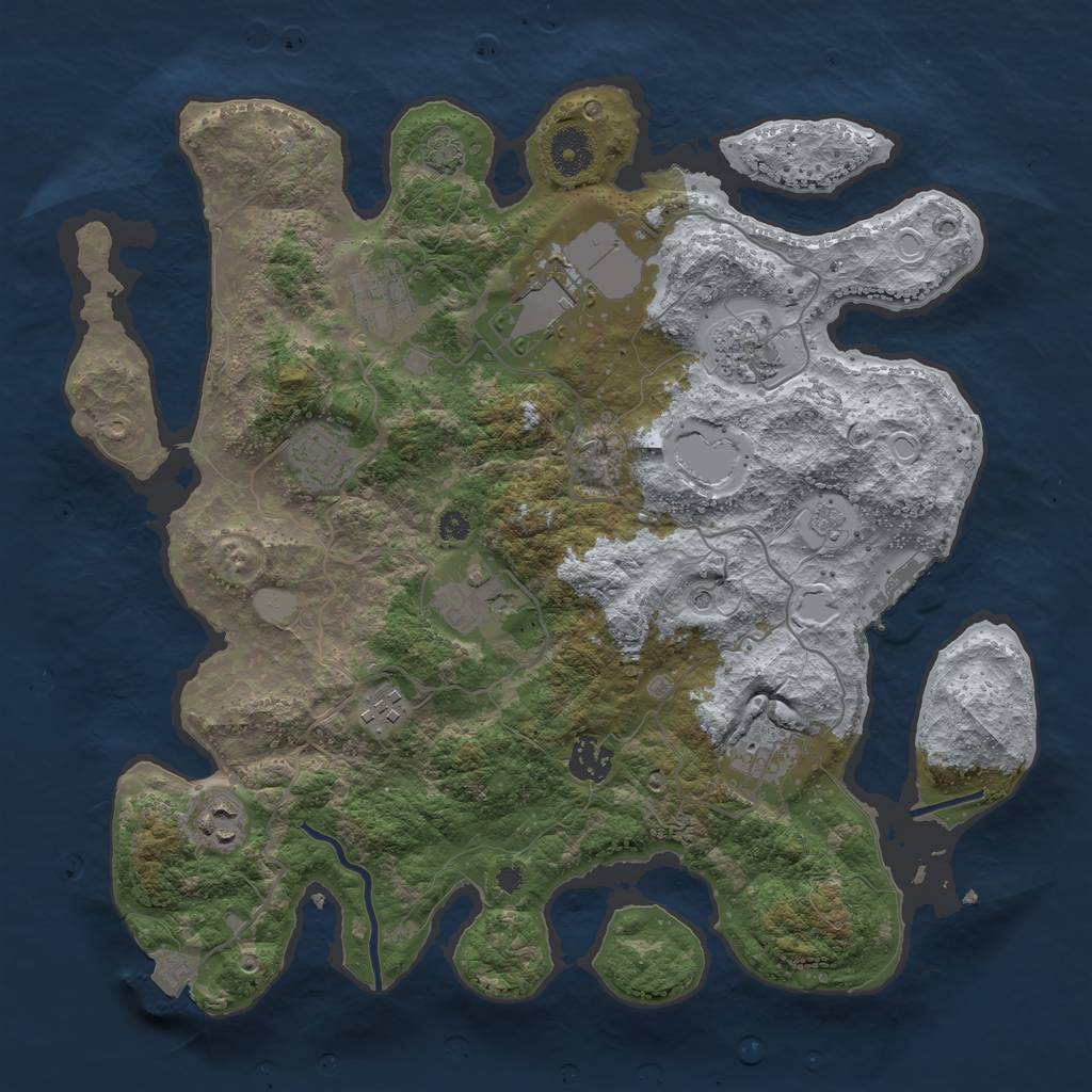 Rust Map: Procedural Map, Size: 3650, Seed: 37045919, 16 Monuments
