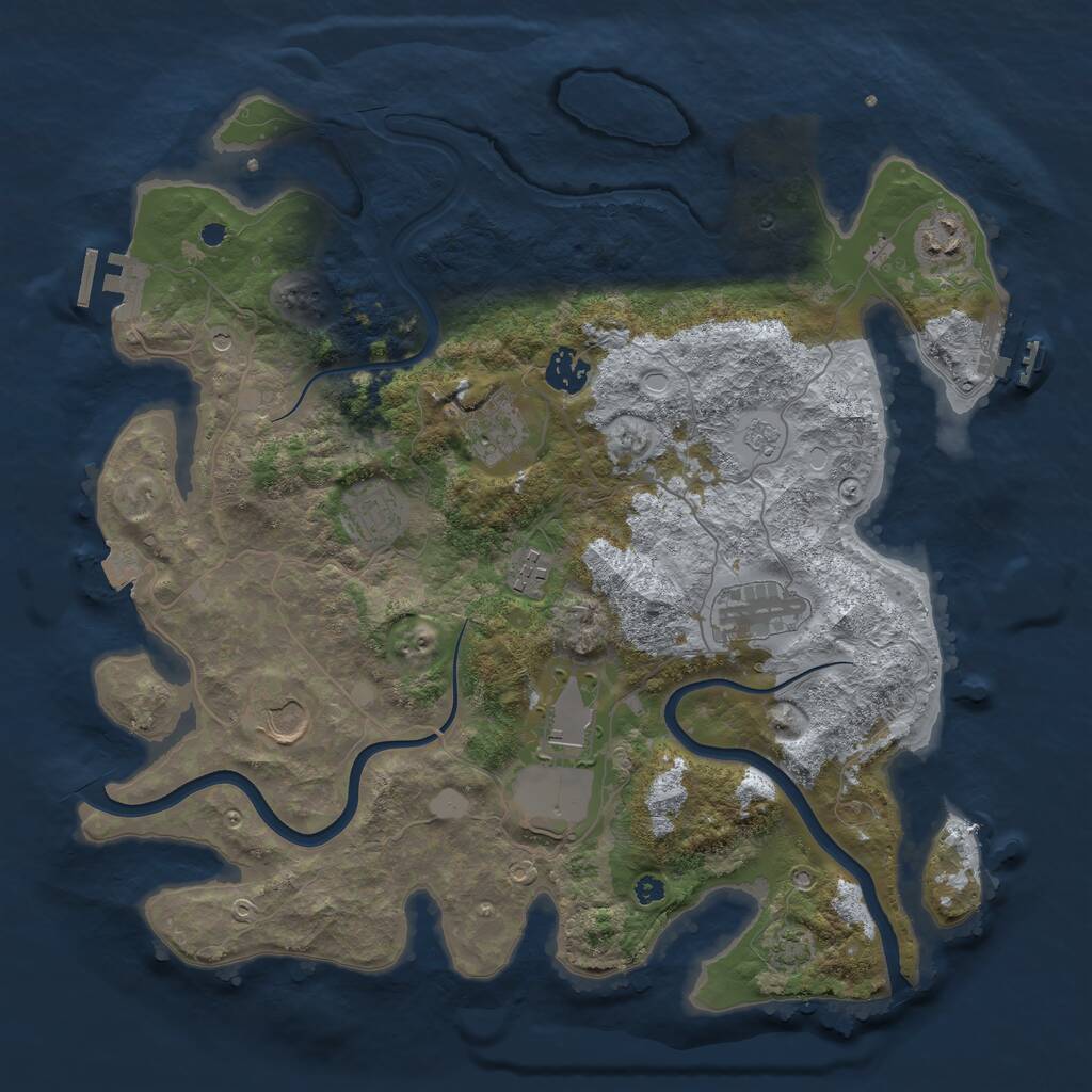 Rust Map: Procedural Map, Size: 3750, Seed: 73990355, 14 Monuments