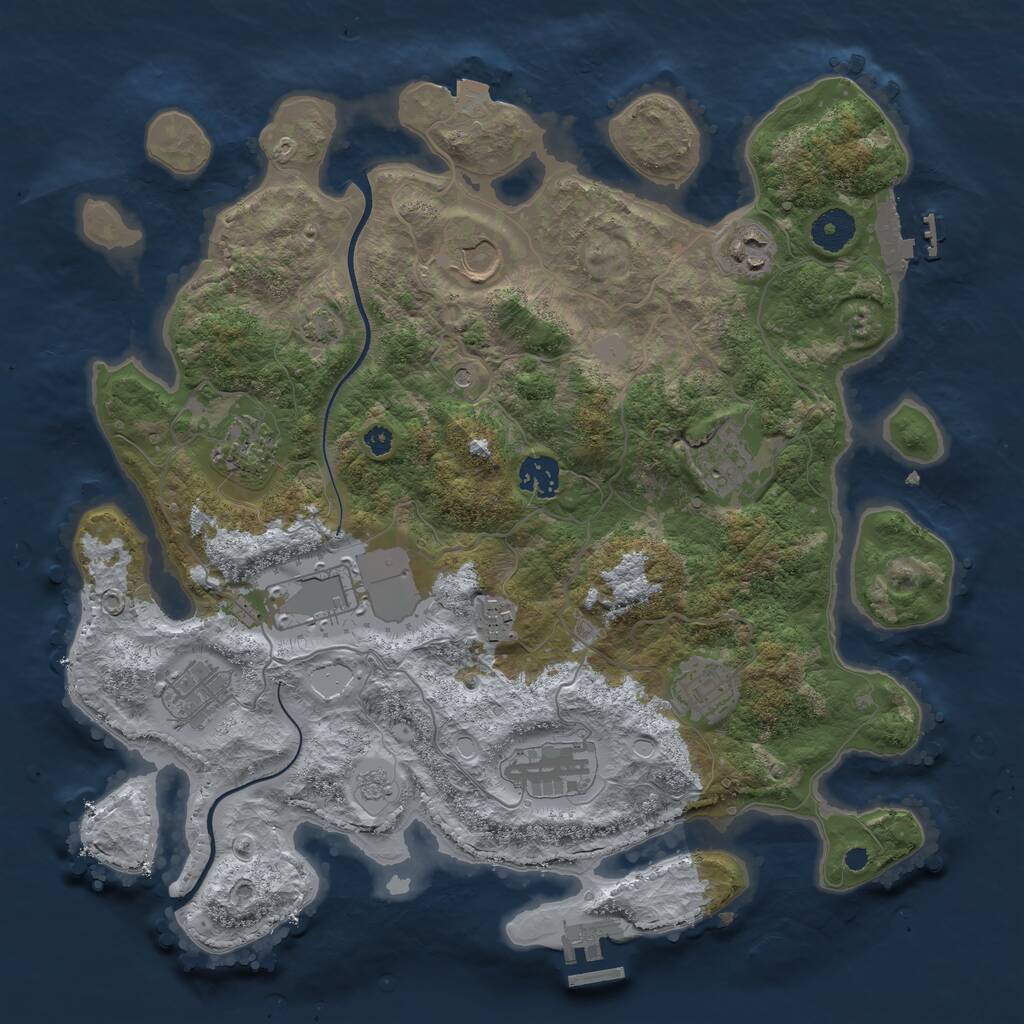 Rust Map: Procedural Map, Size: 3650, Seed: 92347256, 16 Monuments
