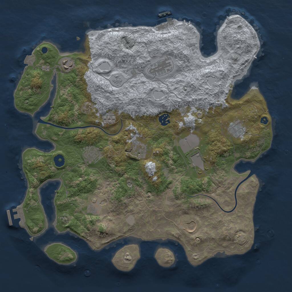 Rust Map: Procedural Map, Size: 3800, Seed: 1313729441, 16 Monuments