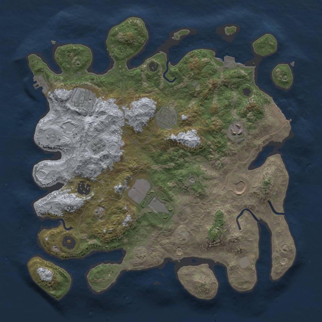 Rust Map: Procedural Map, Size: 3550, Seed: 65689697, 15 Monuments