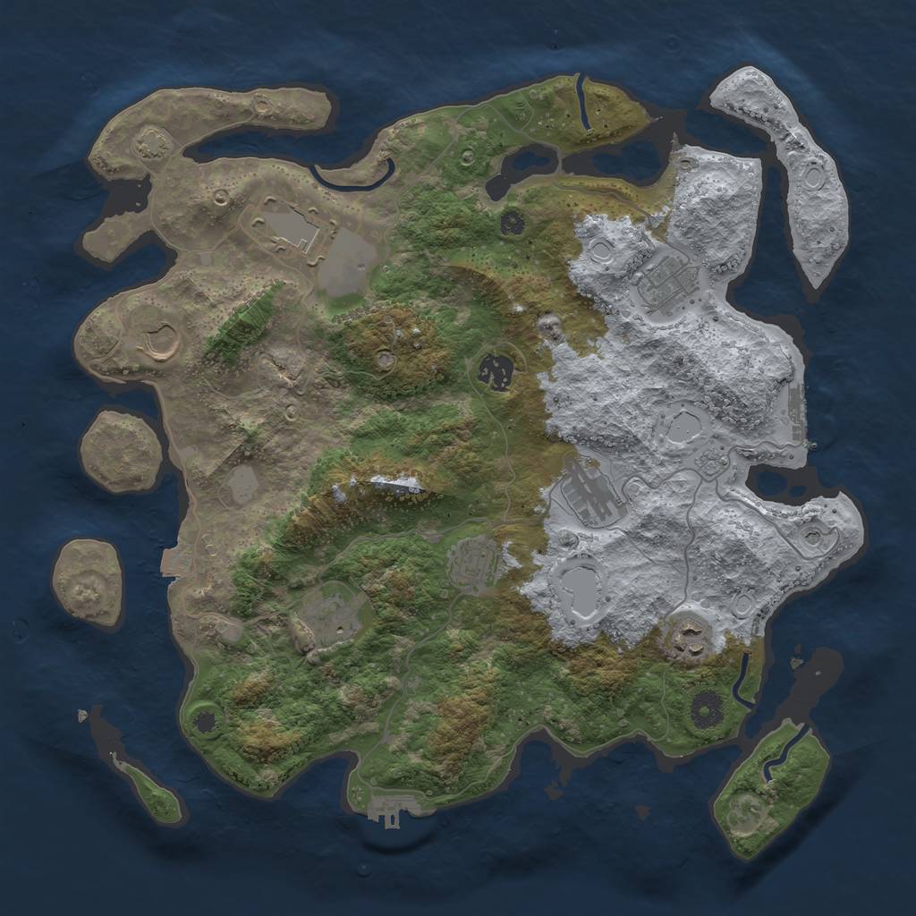 Rust Map: Procedural Map, Size: 3800, Seed: 87201018, 16 Monuments