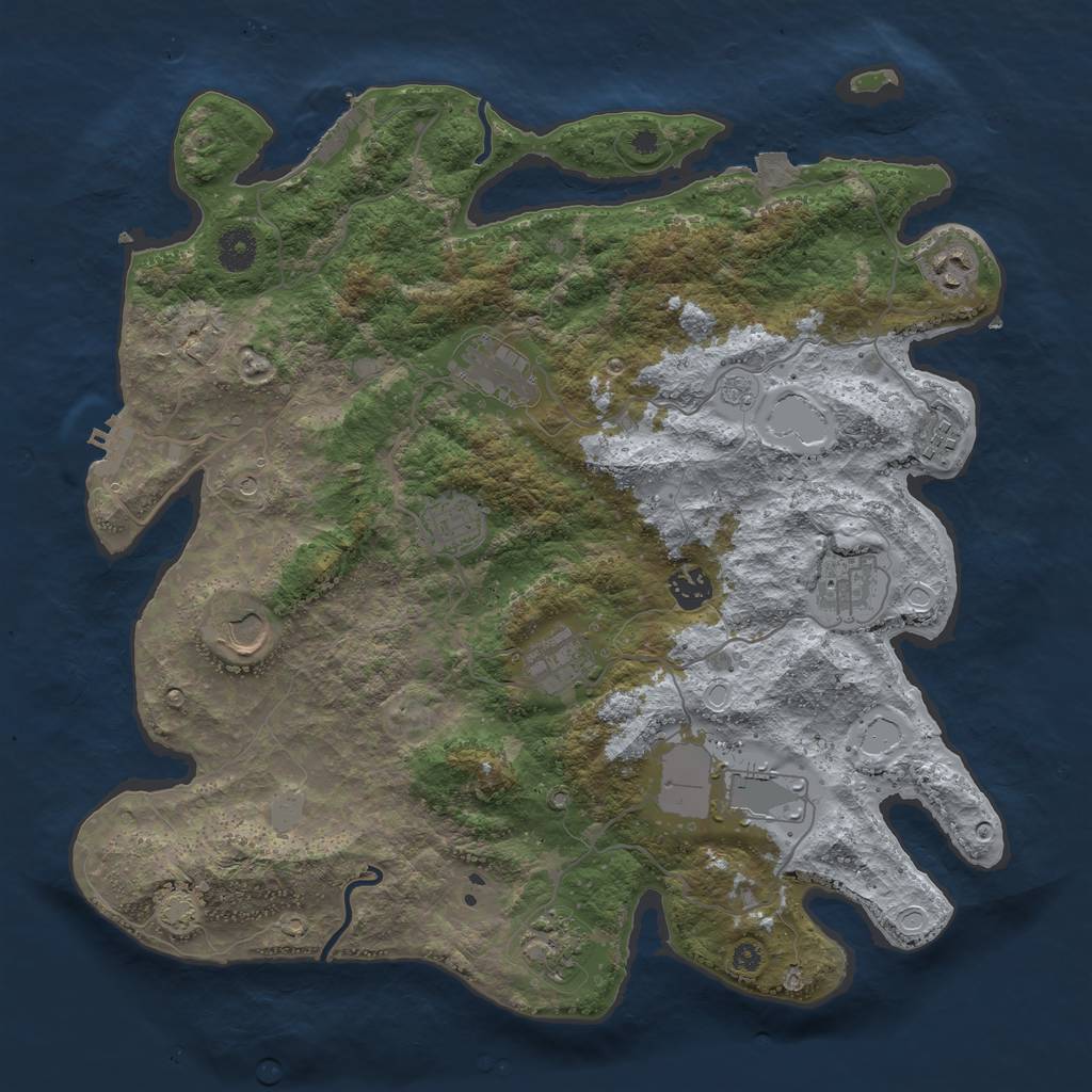 Rust Map: Procedural Map, Size: 3900, Seed: 40006362, 18 Monuments