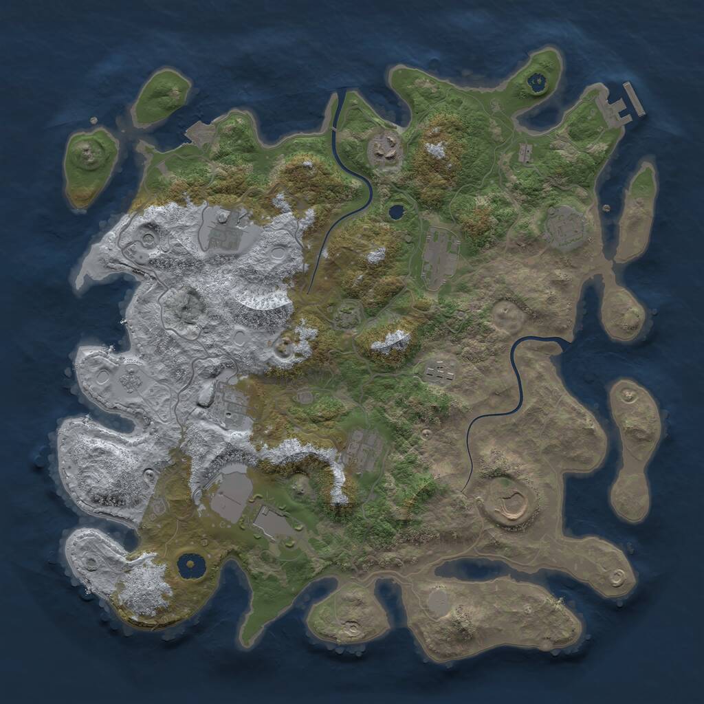 Rust Map: Procedural Map, Size: 3850, Seed: 48069162, 14 Monuments