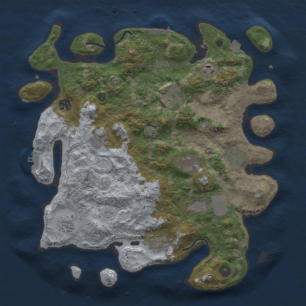 Rust Map: Procedural Map, Size: 3800, Seed: 55056812, 17 Monuments
