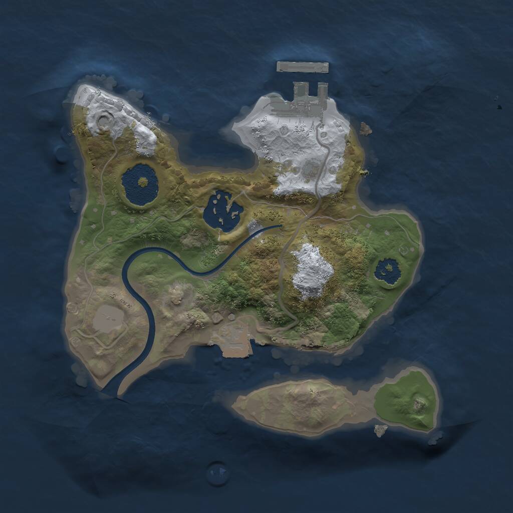 Rust Map: Procedural Map, Size: 2000, Seed: 345345345, 3 Monuments