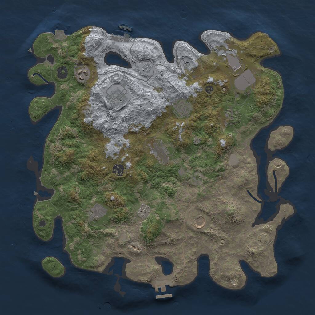 Rust Map: Procedural Map, Size: 3900, Seed: 9038051, 16 Monuments