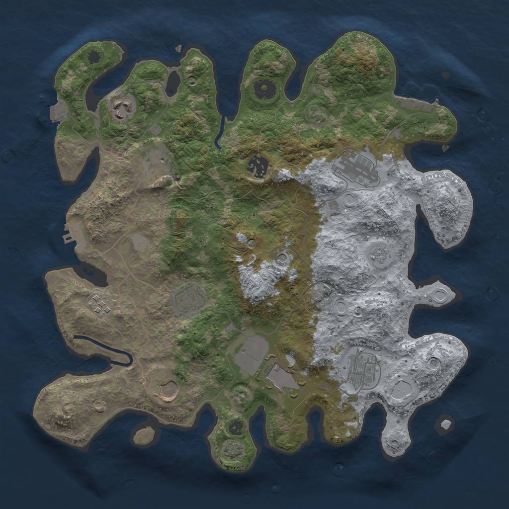 Rust Map: Procedural Map, Size: 3550, Seed: 89133966, 17 Monuments
