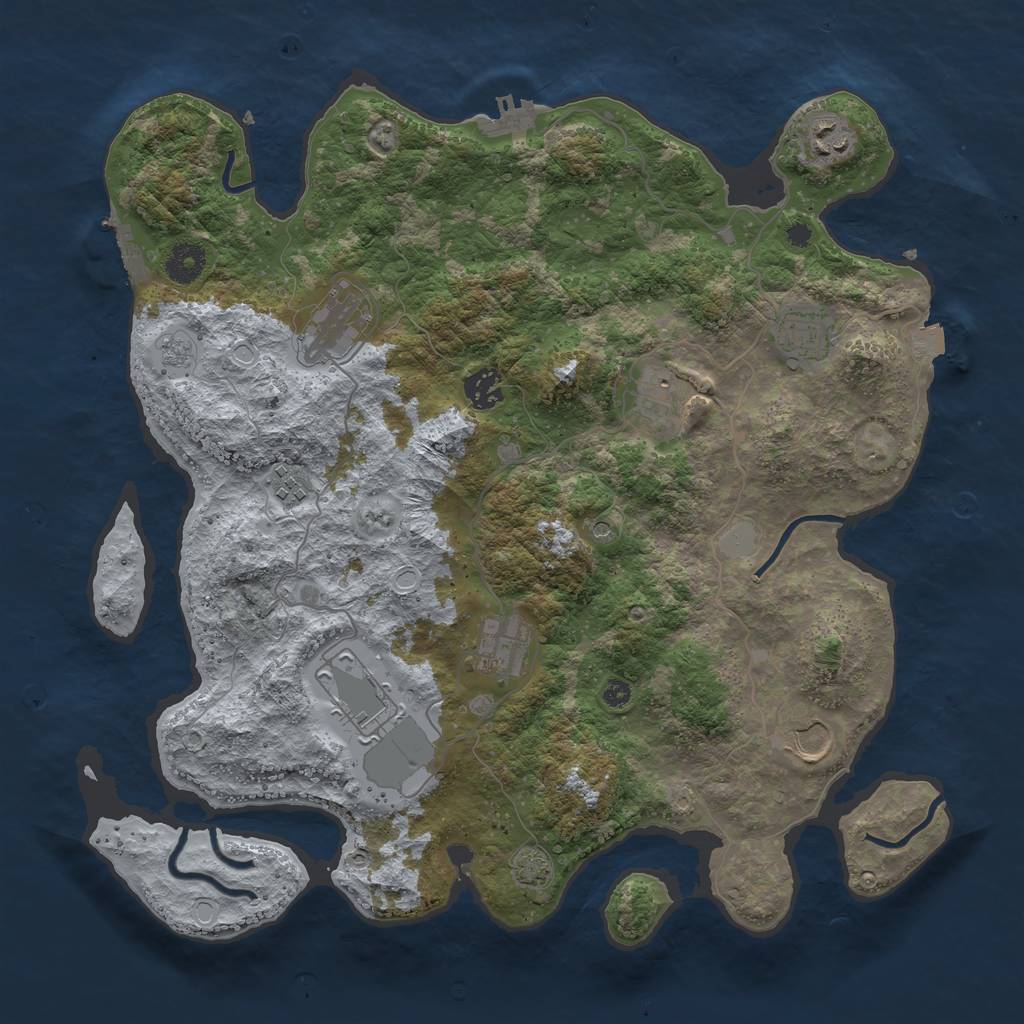 Rust Map: Procedural Map, Size: 3800, Seed: 77138562, 17 Monuments