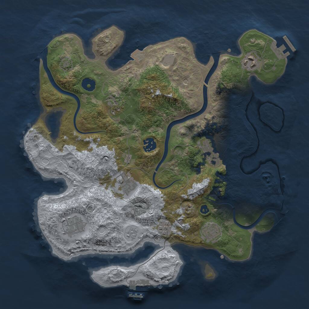 Rust Map: Procedural Map, Size: 3400, Seed: 72681044, 14 Monuments