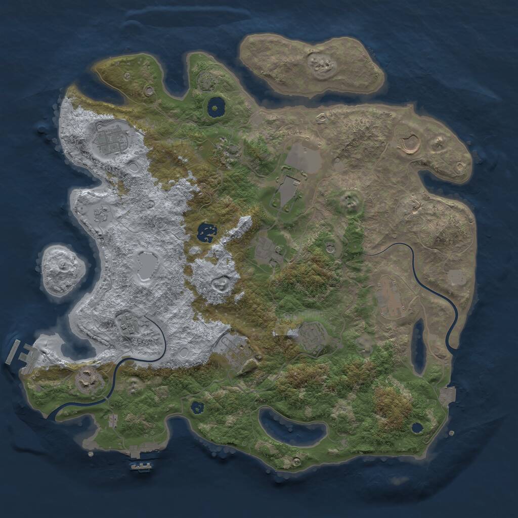 Rust Map: Procedural Map, Size: 3950, Seed: 72574616, 17 Monuments
