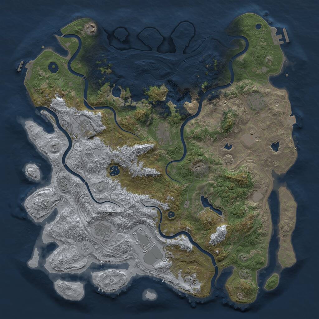 Rust Map: Procedural Map, Size: 4500, Seed: 2051891136, 16 Monuments