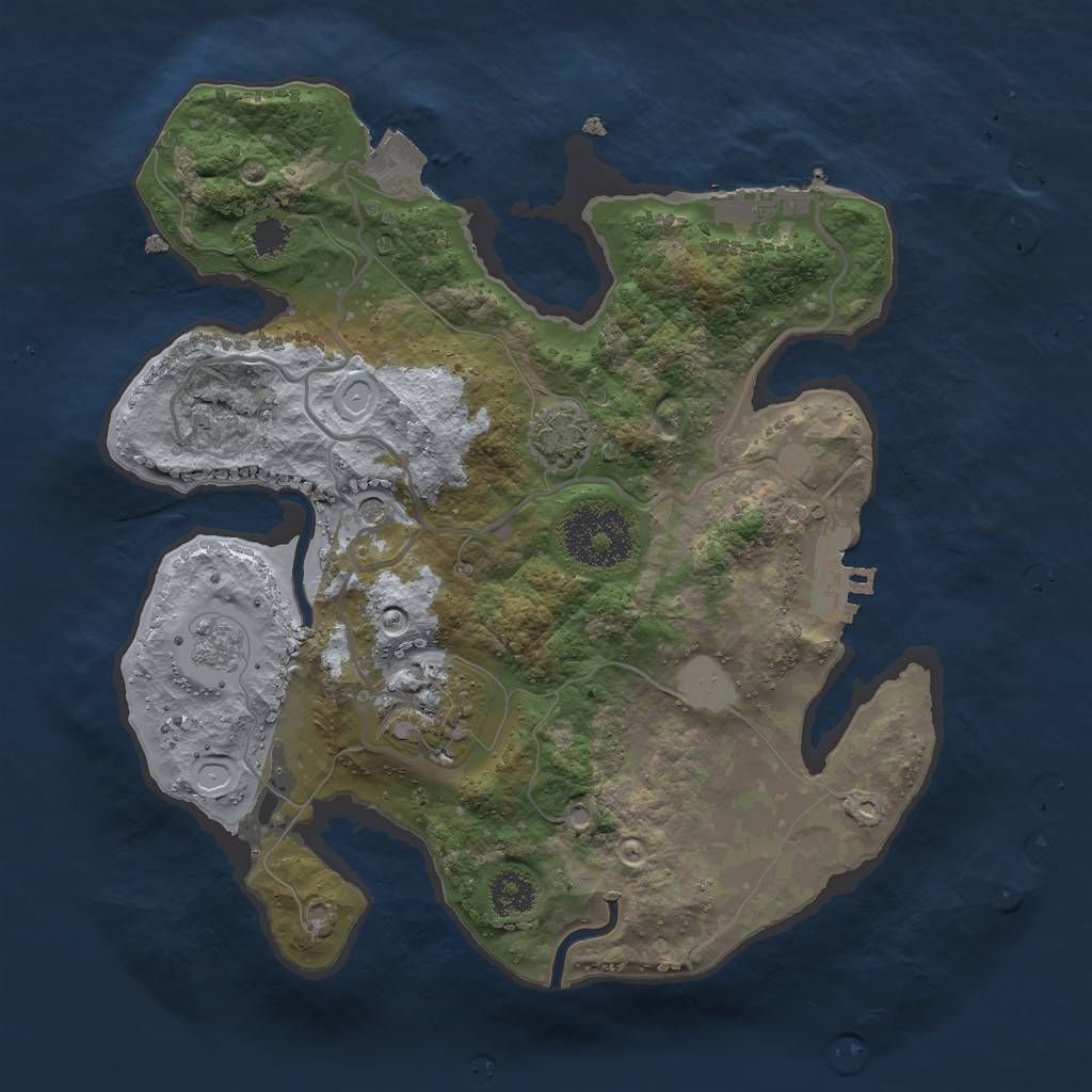 Rust Map: Procedural Map, Size: 2500, Seed: 765290722, 9 Monuments