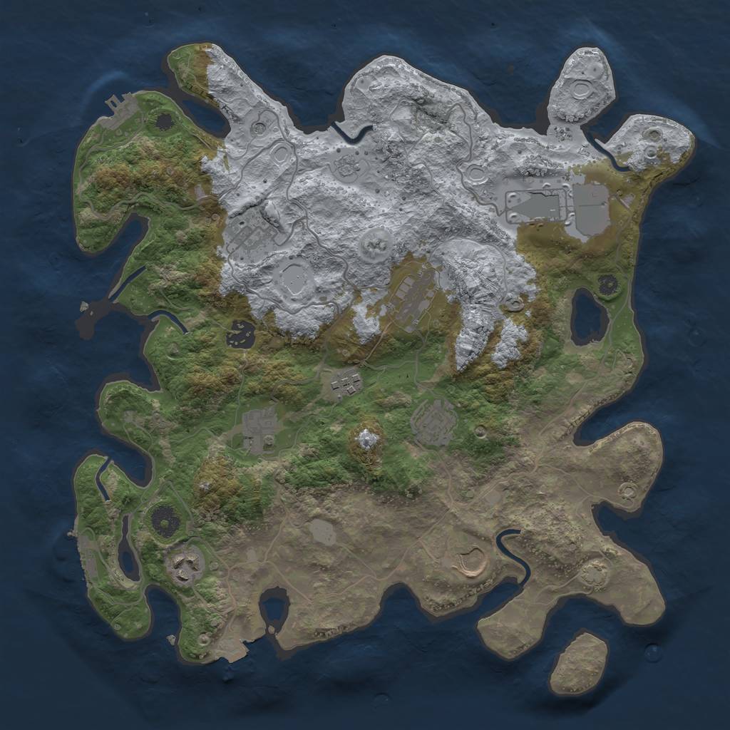 Rust Map: Procedural Map, Size: 3700, Seed: 1332358954, 17 Monuments
