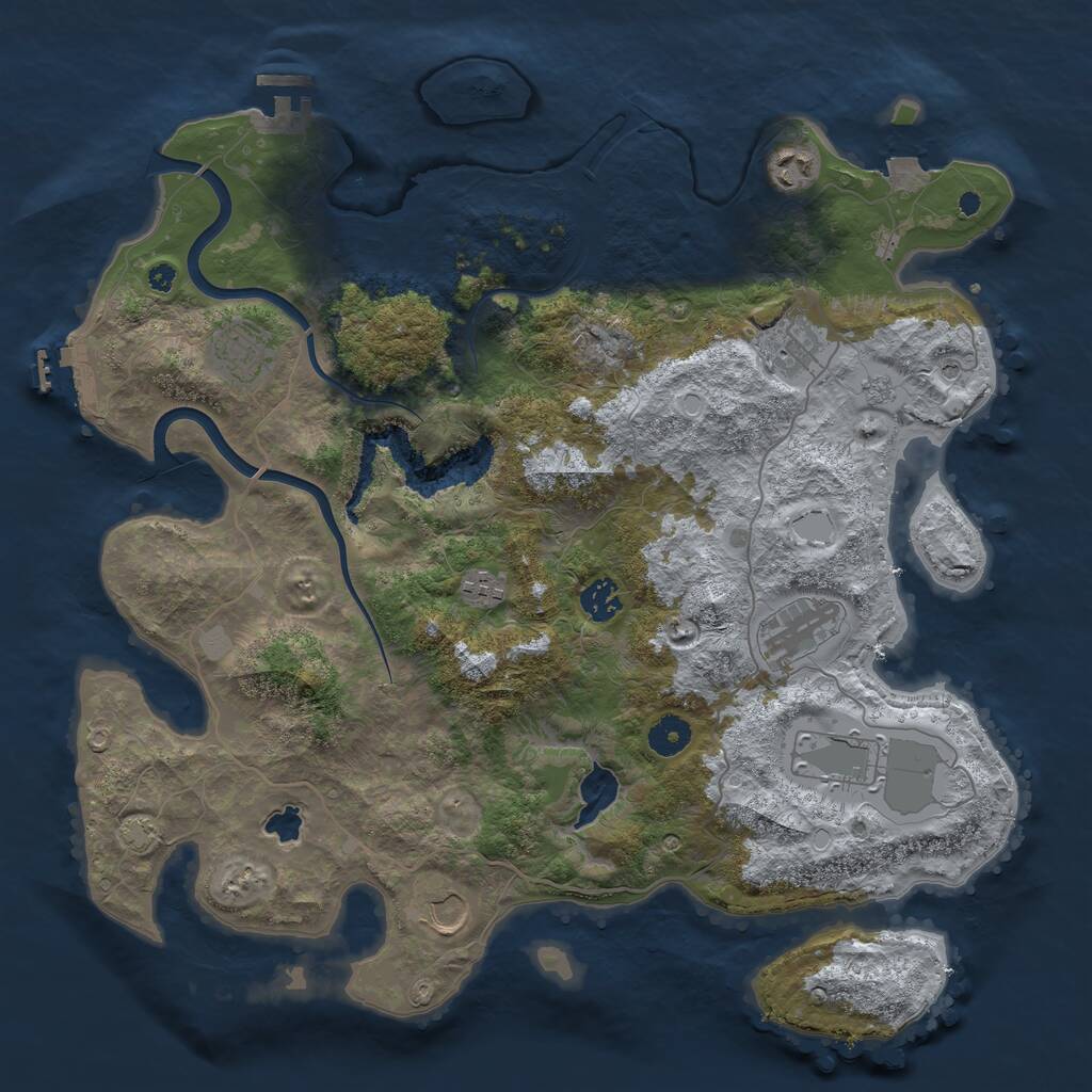 Rust Map: Procedural Map, Size: 4000, Seed: 3325, 14 Monuments