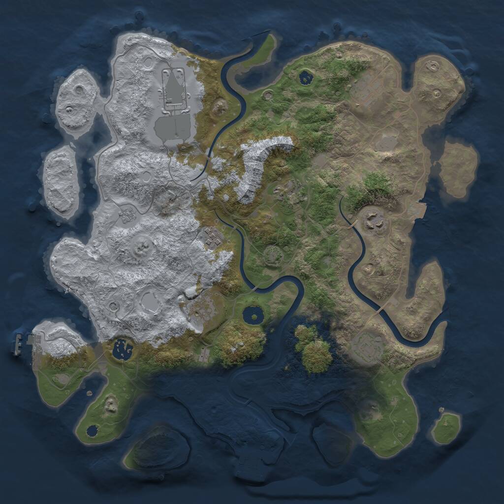 Rust Map: Procedural Map, Size: 3700, Seed: 1453642668, 14 Monuments