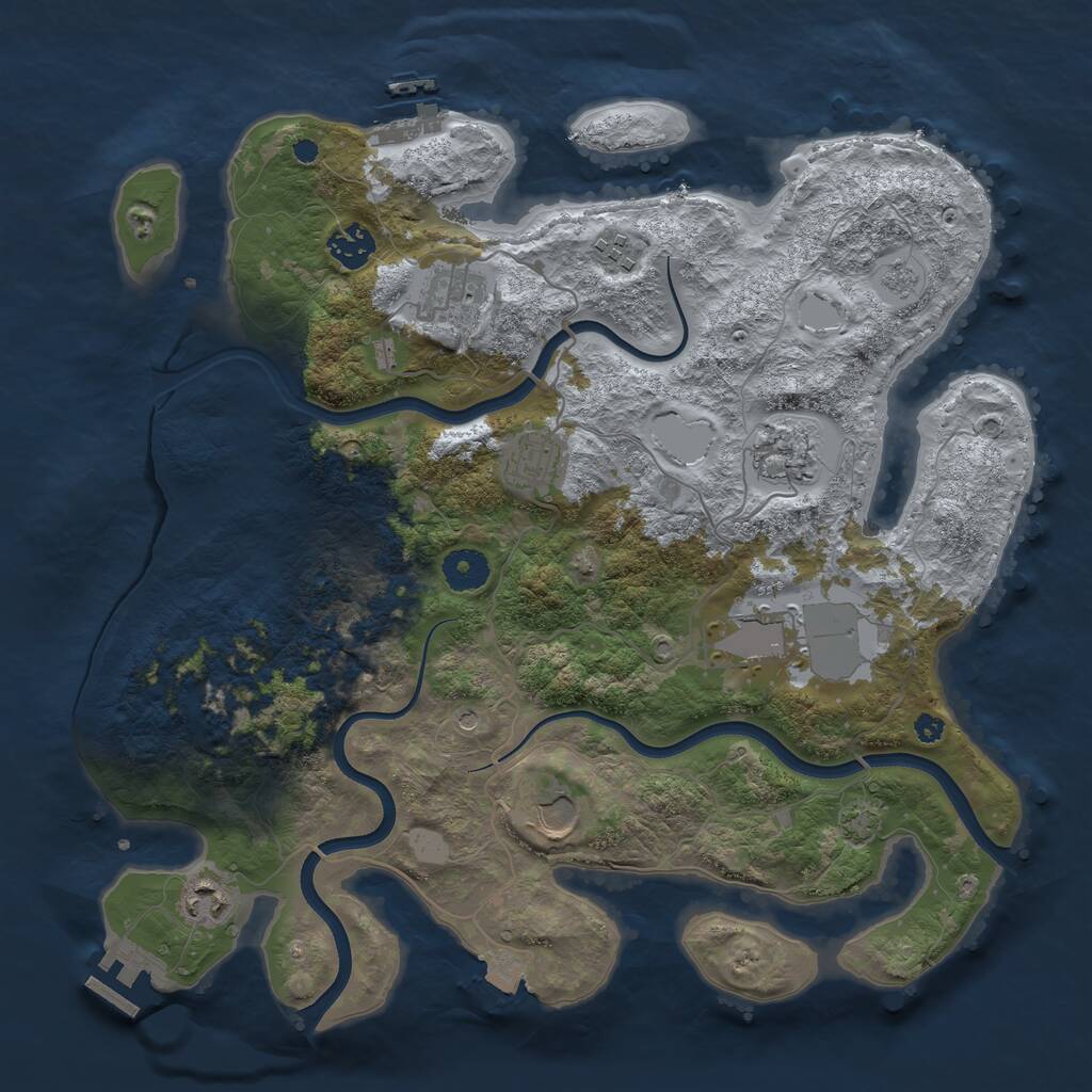 Rust Map: Procedural Map, Size: 3700, Seed: 14501729, 14 Monuments