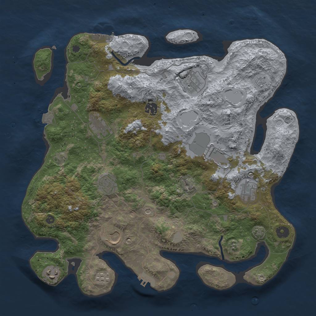Rust Map: Procedural Map, Size: 3700, Seed: 14501729, 17 Monuments