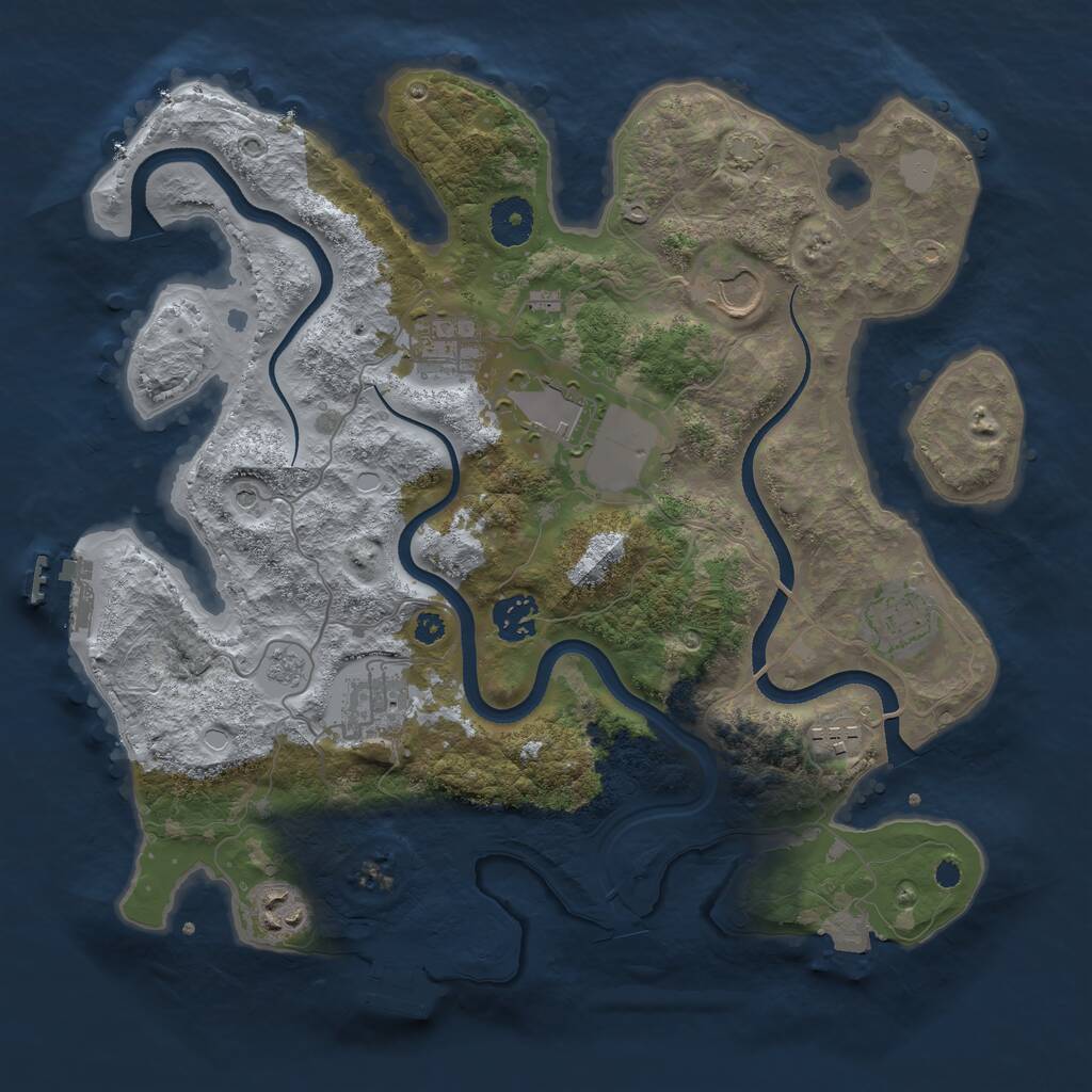 Rust Map: Procedural Map, Size: 3500, Seed: 567543, 14 Monuments