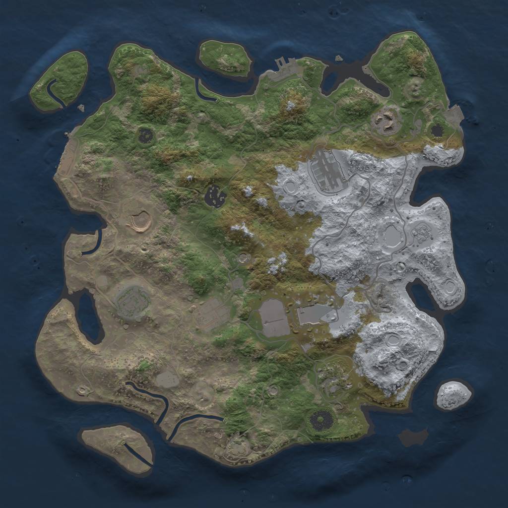 Rust Map: Procedural Map, Size: 3500, Seed: 773082423, 16 Monuments