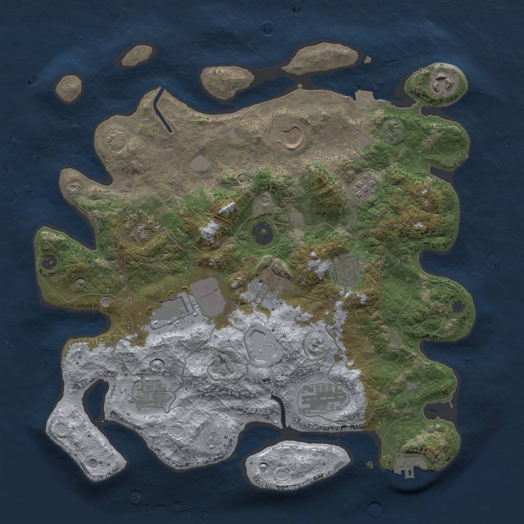 Rust Map: Procedural Map, Size: 3500, Seed: 1848578496, 16 Monuments