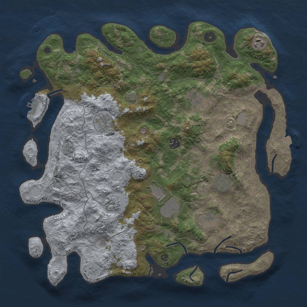 Rust Map: Procedural Map, Size: 4100, Seed: 17777, 16 Monuments