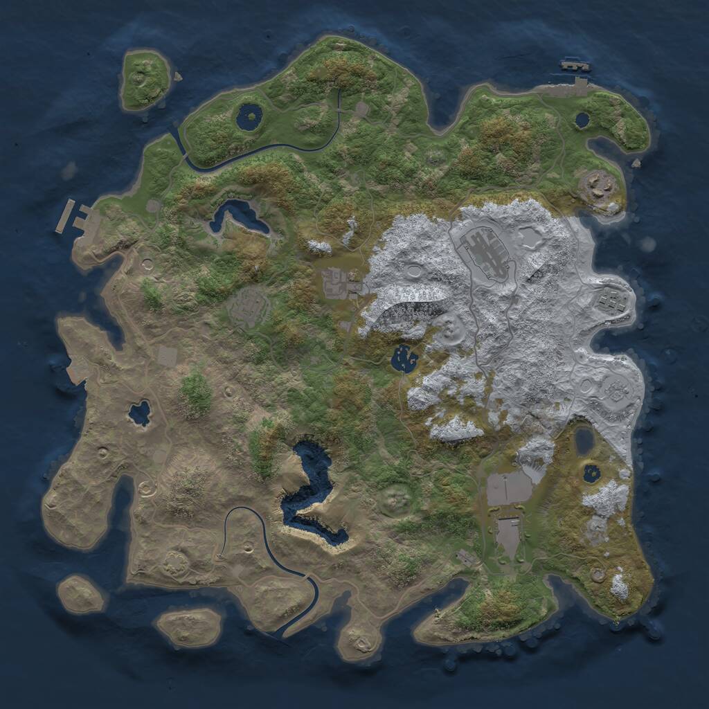 Rust Map: Procedural Map, Size: 4000, Seed: 34954, 13 Monuments