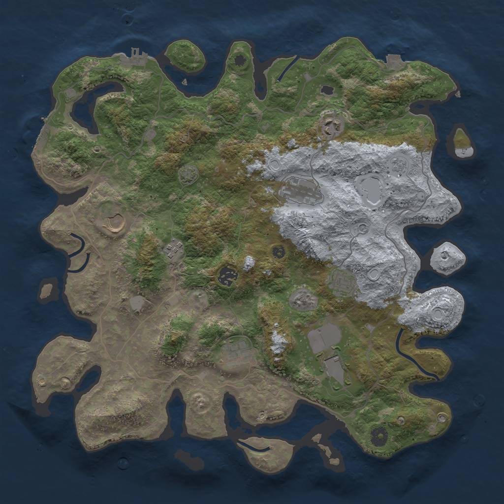 Rust Map: Procedural Map, Size: 4000, Seed: 313291818, 16 Monuments