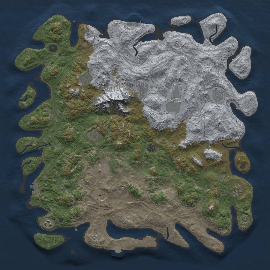 Rust Map: Procedural Map, Size: 5000, Seed: 268825223, 19 Monuments