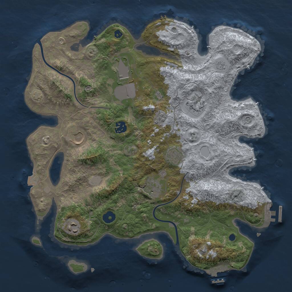 Rust Map: Procedural Map, Size: 3600, Seed: 29946854, 14 Monuments