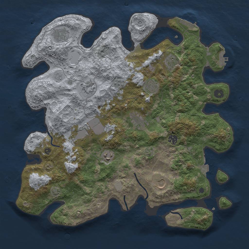 Rust Map: Procedural Map, Size: 3900, Seed: 55381912, 18 Monuments
