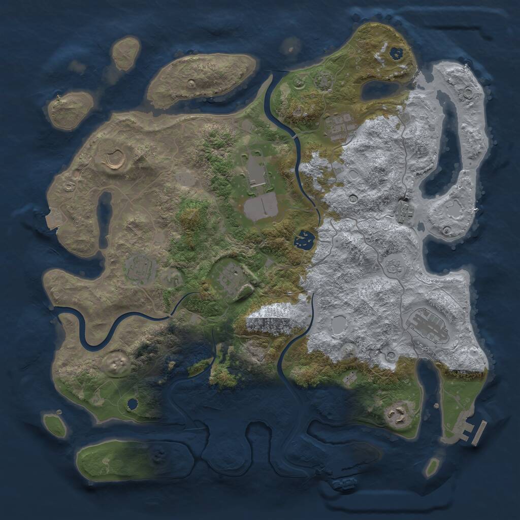 Rust Map: Procedural Map, Size: 3950, Seed: 87663808, 15 Monuments