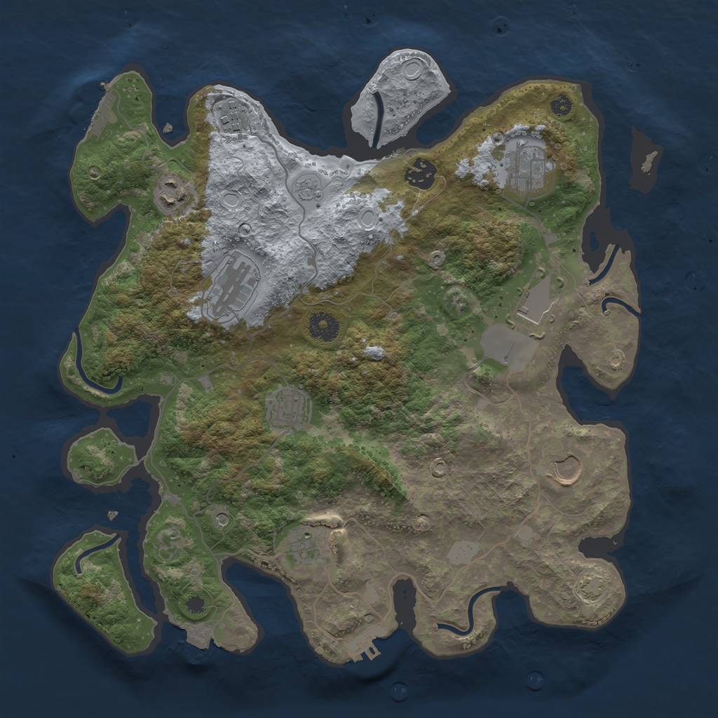 Rust Map: Procedural Map, Size: 3550, Seed: 39770510, 17 Monuments