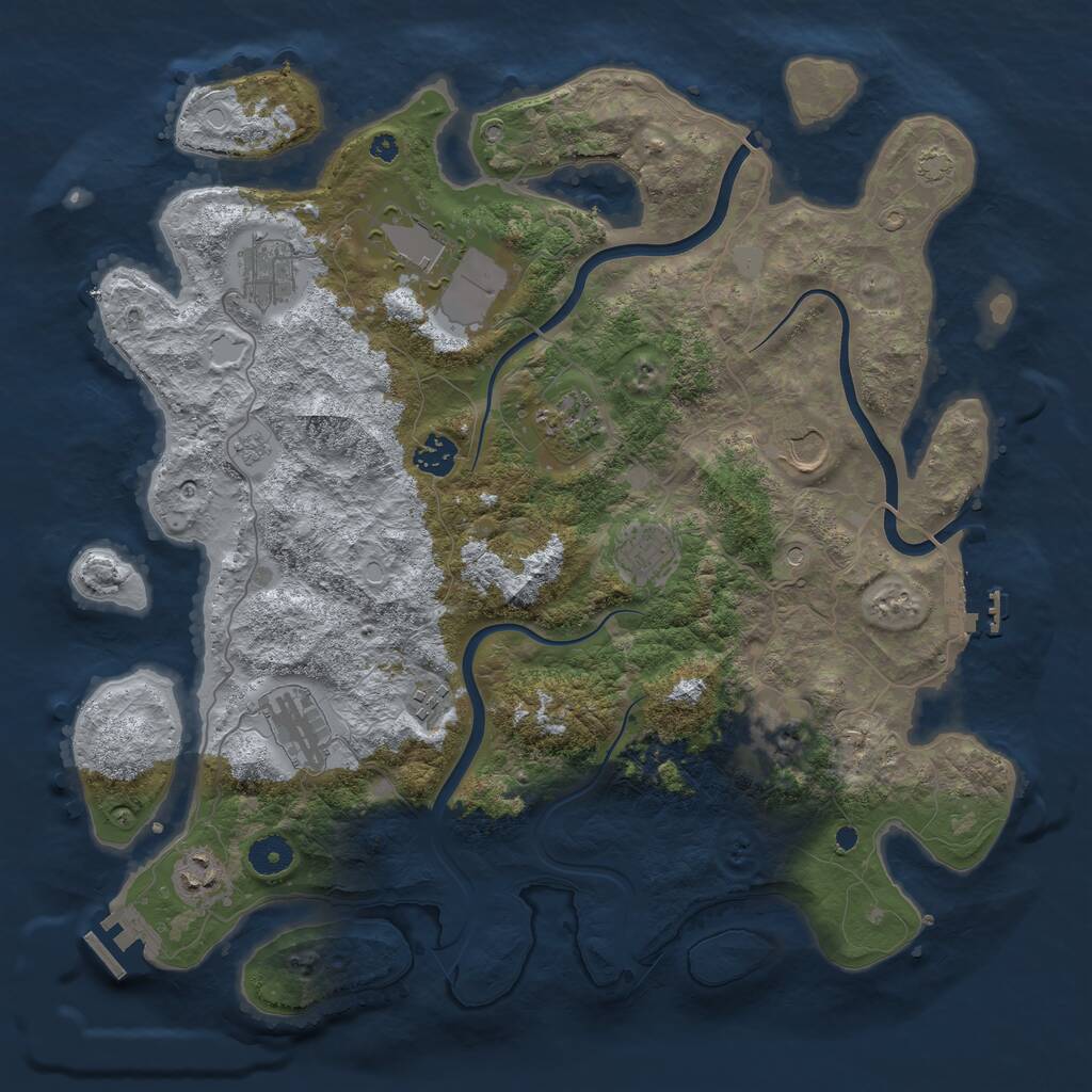 Rust Map: Procedural Map, Size: 3950, Seed: 1653939, 16 Monuments