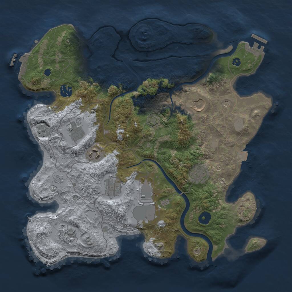 Rust Map: Procedural Map, Size: 3500, Seed: 38965778, 15 Monuments