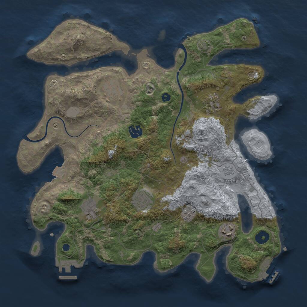 Rust Map: Procedural Map, Size: 3450, Seed: 46650014, 13 Monuments