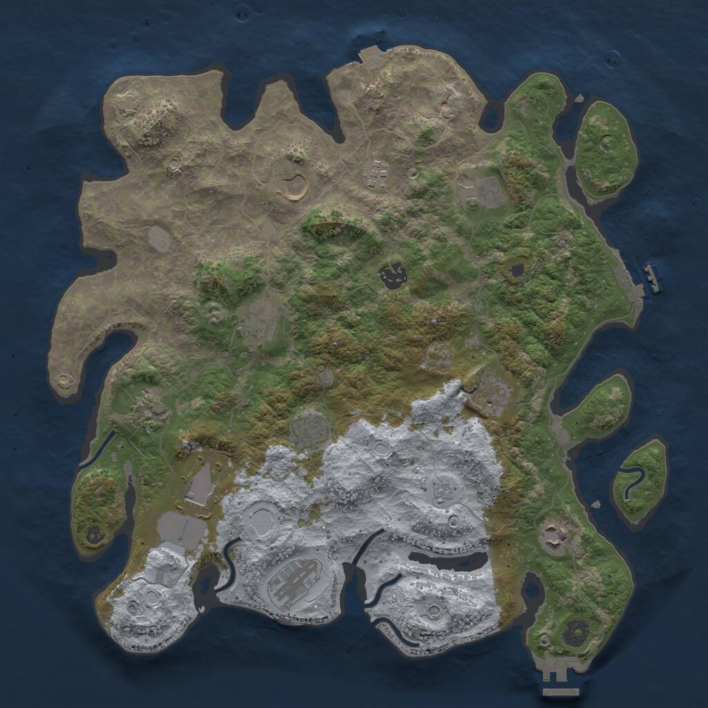 Rust Map: Procedural Map, Size: 3950, Seed: 94094773, 17 Monuments