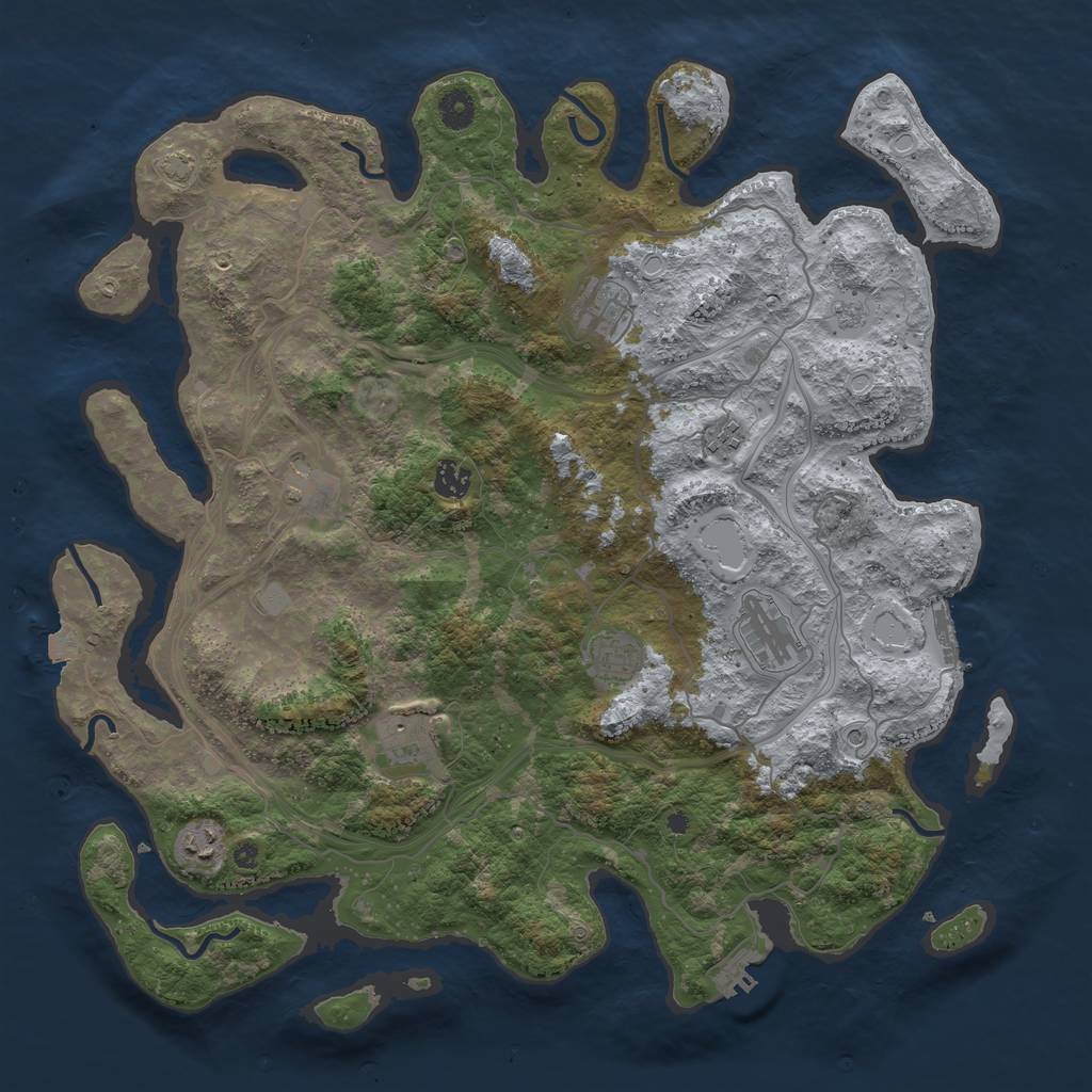 Rust Map: Procedural Map, Size: 4300, Seed: 46415797, 16 Monuments