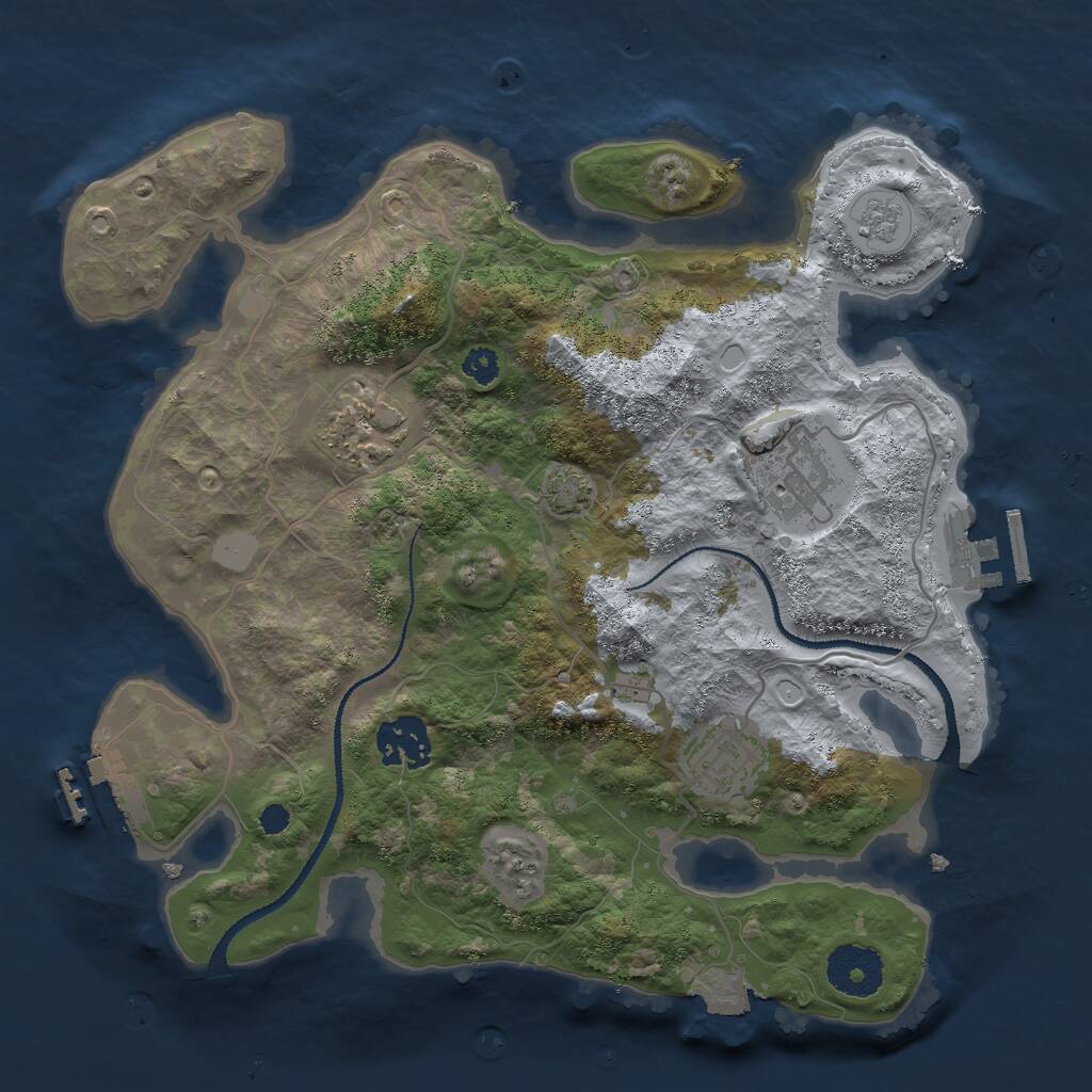 Rust Map: Procedural Map, Size: 3000, Seed: 709845741, 9 Monuments